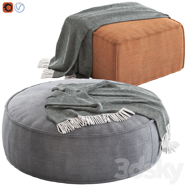 Globewest Orlando Seamed Ottoman 3DSMax File - thumbnail 1