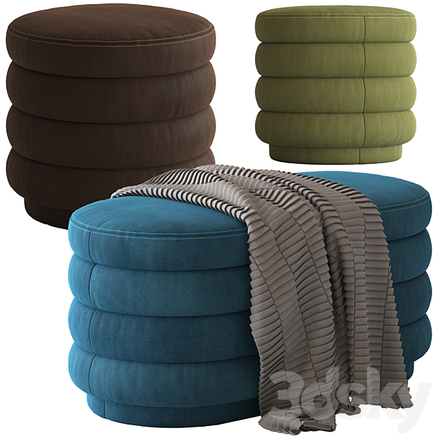 Globewest Ribbed Ottoman 3DS Max Model - thumbnail 2