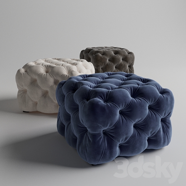 Grace Tufted Cube Ottoman 3ds Max - thumbnail 1