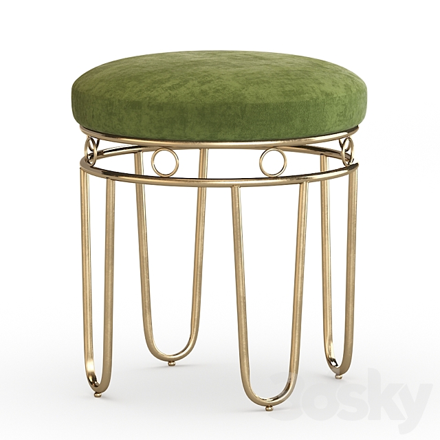 Gray Linen Stool with Gold Legs 3ds Max - thumbnail 2