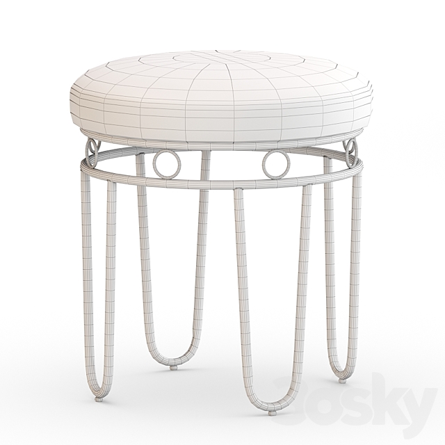 Gray Linen Stool with Gold Legs 3ds Max - thumbnail 3