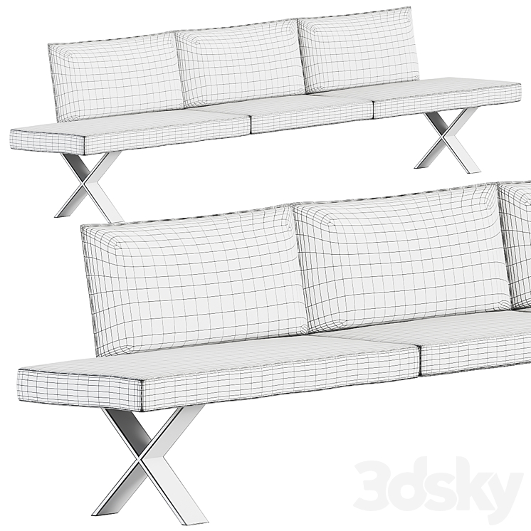 Haas Spencer Bench \/ Soft bench 3DS Max Model - thumbnail 2