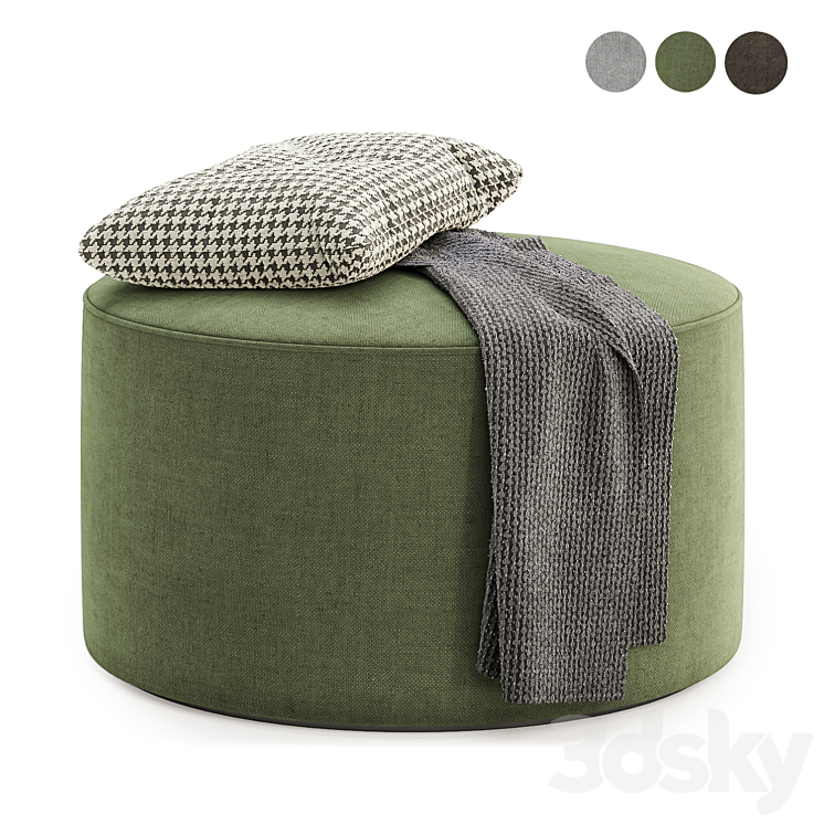 Hadleigh Fabric Large Round Stool 3DS Max Model - thumbnail 1