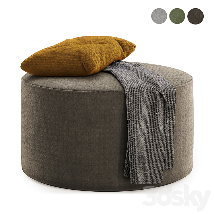 Hadleigh Fabric Large Round Stool 3DS Max Model - thumbnail 2