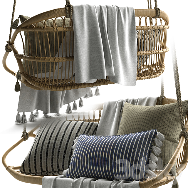 Hanging Rattan Bench Serena & Lily 3DSMax File - thumbnail 2