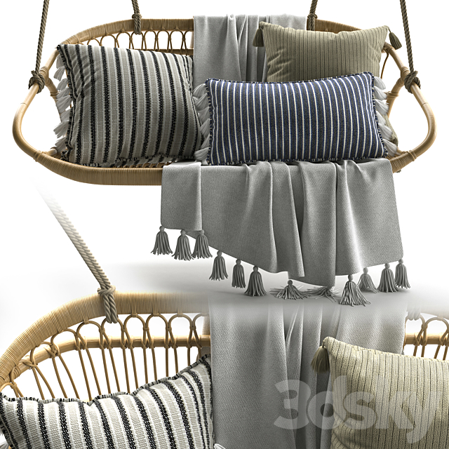 Hanging Rattan Bench Serena & Lily 3DSMax File - thumbnail 3