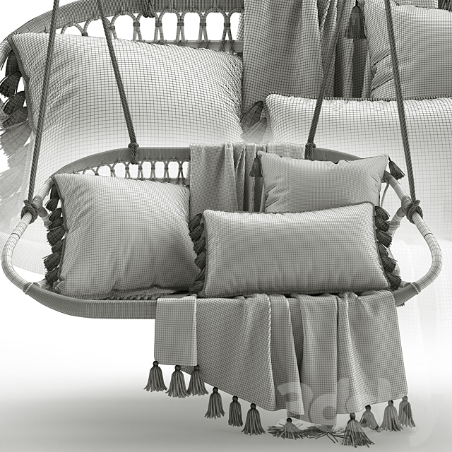 Hanging Rattan Bench Serena & Lily 3DSMax File - thumbnail 5