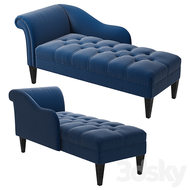 Harrison Tufted Chaise Lounge Midnight Blue 3DSMax File - thumbnail 1