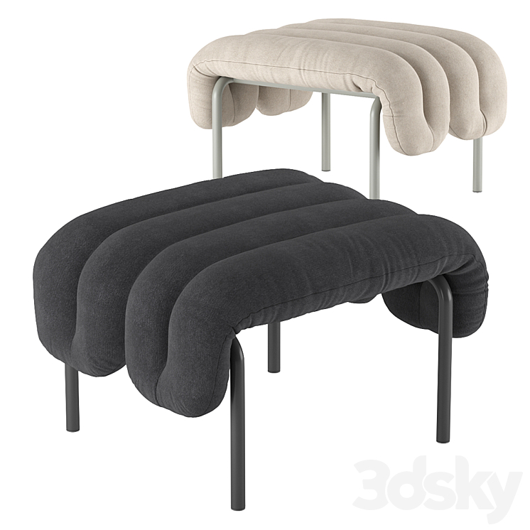 Hem. Puffy Ottoman. 3DS Max Model - thumbnail 1