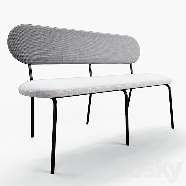 HKLiving – dining table bench gray 3DSMax File - thumbnail 1