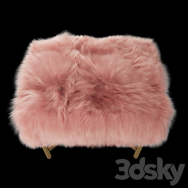 HomePop Decorative Faux Fur Square Ottoman 3DS Max Model - thumbnail 2