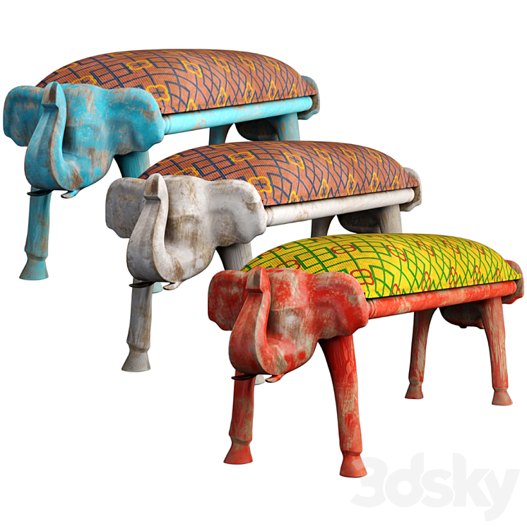 Indian maurya bench 3DS Max Model - thumbnail 1