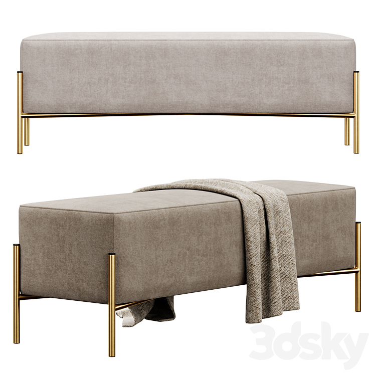 Ivor Upholstered Bench by Etta Avenue 3DS Max Model - thumbnail 1