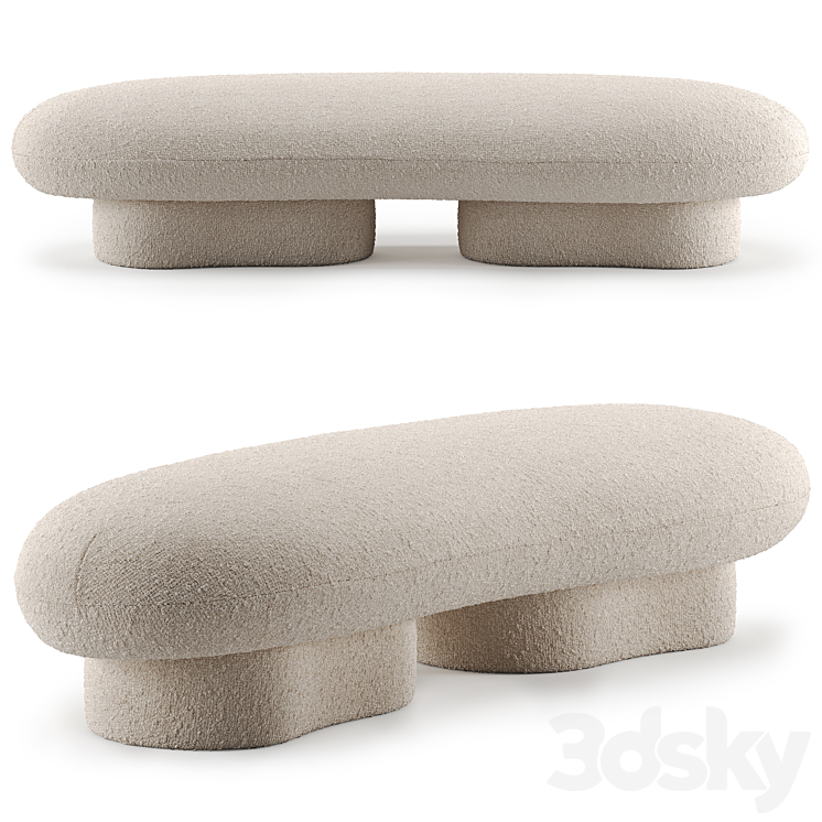 Jami Boucle Bench by Crate & Barrel 3DS Max Model - thumbnail 1