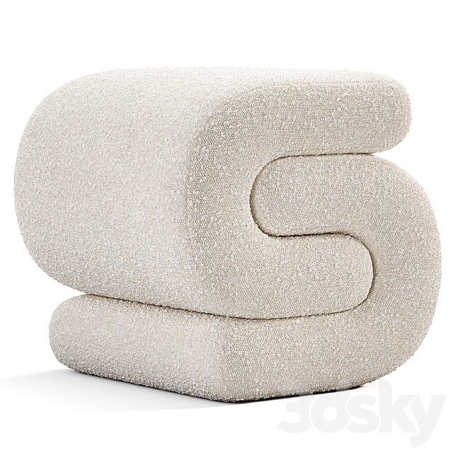 Jaszlyn Upholstered Ottoman 3ds Max - thumbnail 1