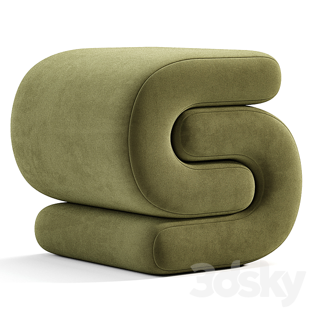 Jaszlyn Upholstered Ottoman 3ds Max - thumbnail 2