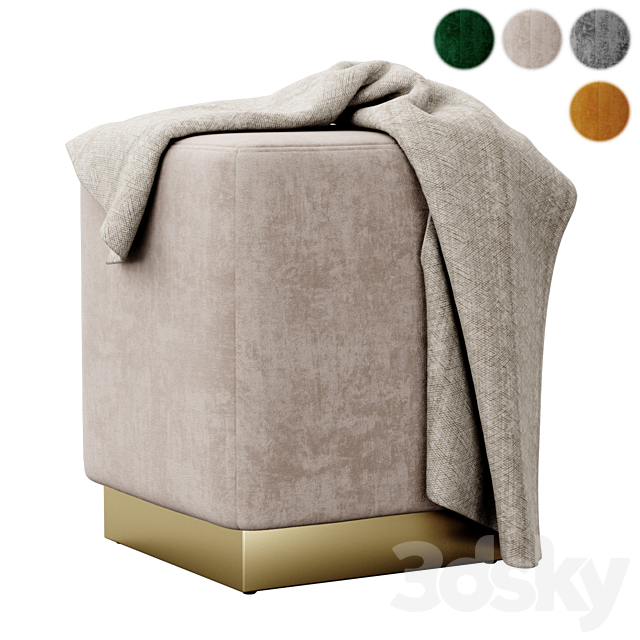 Jax Velvet Ottoman Stool by Meridian Furniture 3ds Max - thumbnail 1