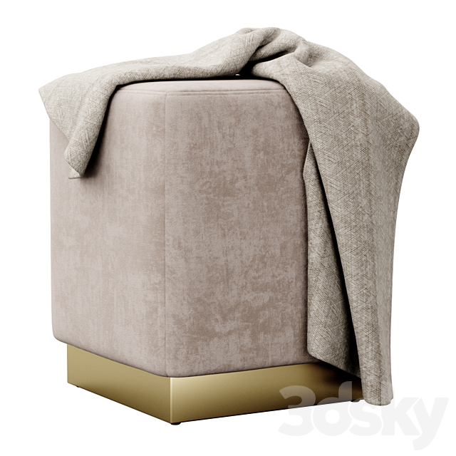 Jax Velvet Ottoman Stool by Meridian Furniture 3ds Max - thumbnail 2