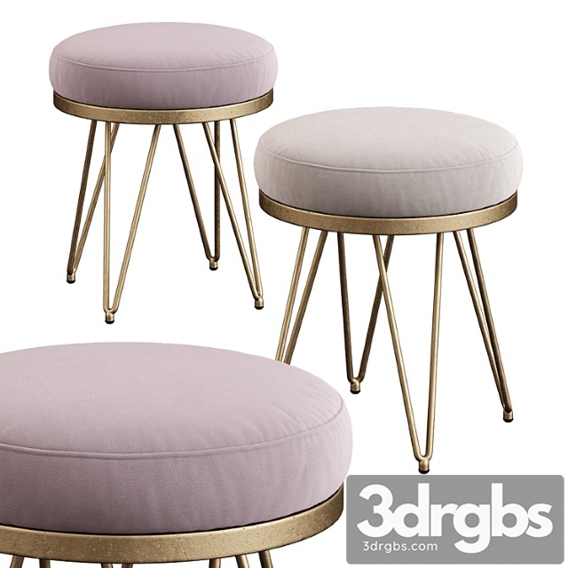 jenine faux ostrich round bench 3dsmax Download - thumbnail 1