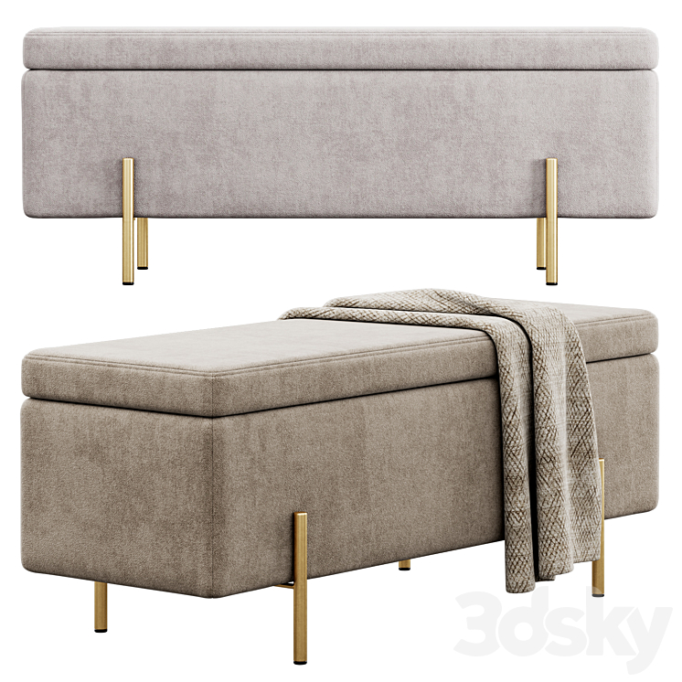 Jodel Upholstered Storage Bench by Everly Quinn 3DS Max Model - thumbnail 1