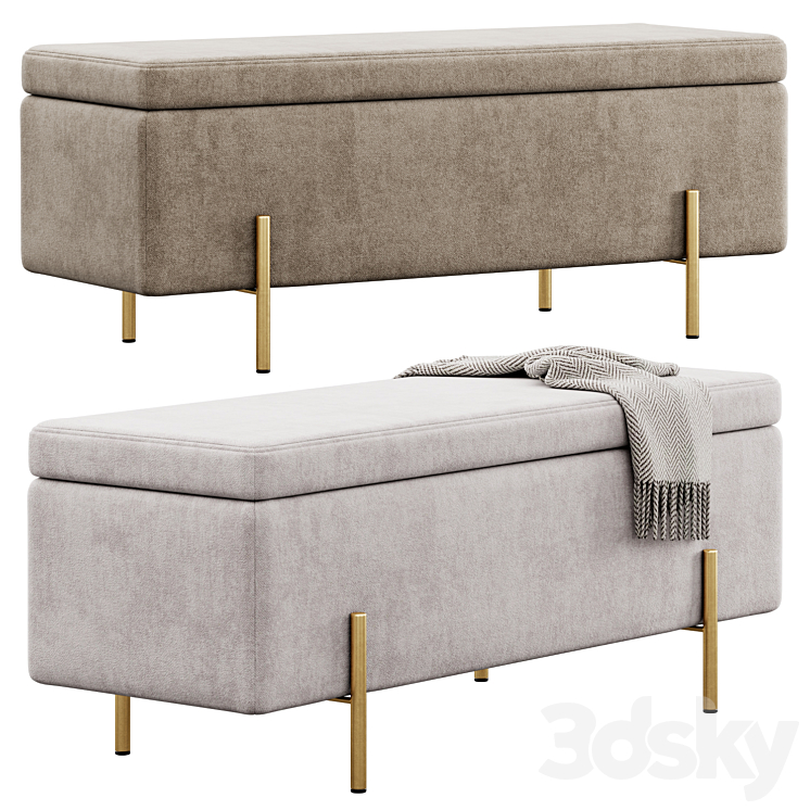 Jodel Upholstered Storage Bench by Everly Quinn 3DS Max Model - thumbnail 2