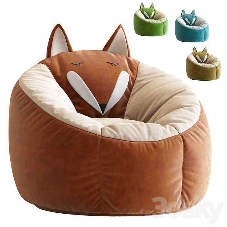 Kaikoo Kids Fox Bean Bag Chair 3DS Max Model - thumbnail 3