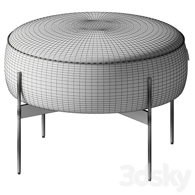 Kardiel – Dot Fabric Ottoman 3DS Max Model - thumbnail 3