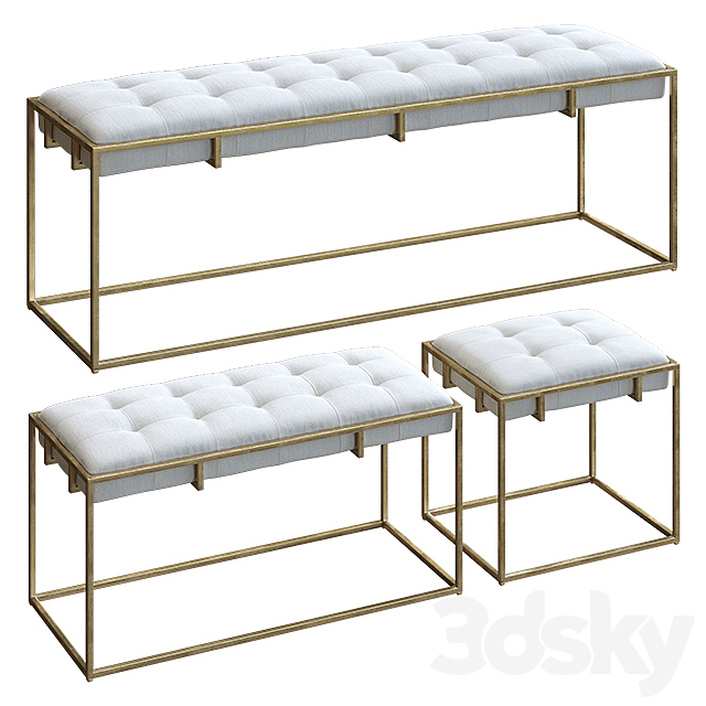 KELLEN UPHOLSTERED BENCH 3DSMax File - thumbnail 2