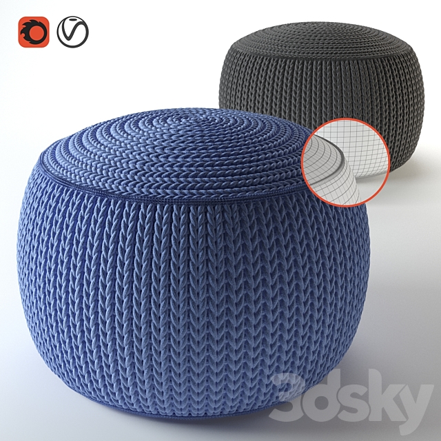 Knitted ottoman 3DSMax File - thumbnail 1