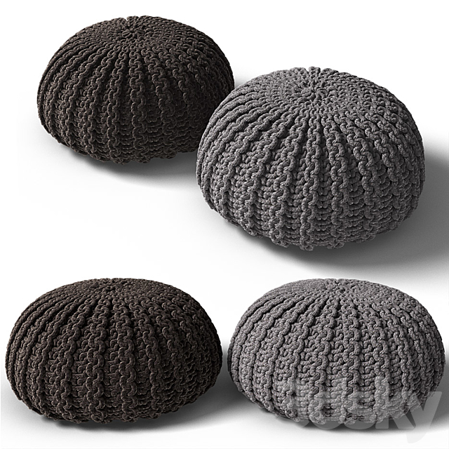 Knitted poof 2 3DS Max Model - thumbnail 1