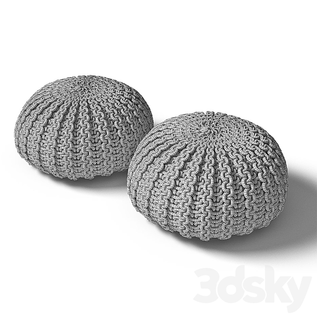 Knitted poof 2 3DS Max Model - thumbnail 2