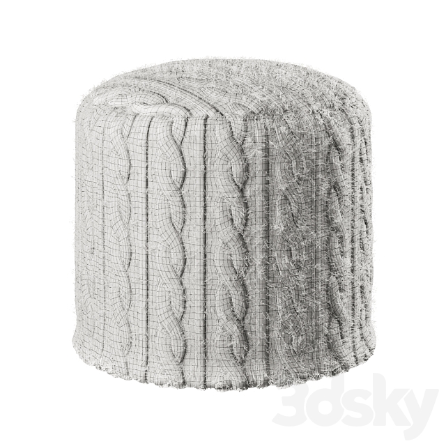 Knitted pouf 3DS Max Model - thumbnail 2