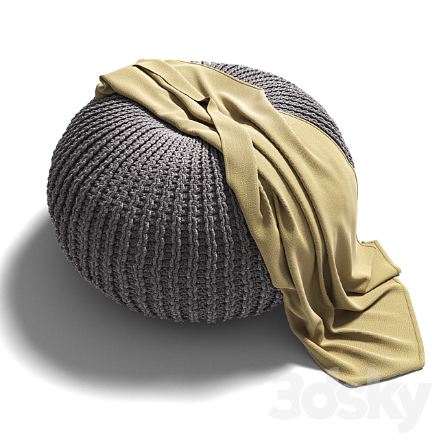 Knitted pouf 3DS Max Model - thumbnail 1