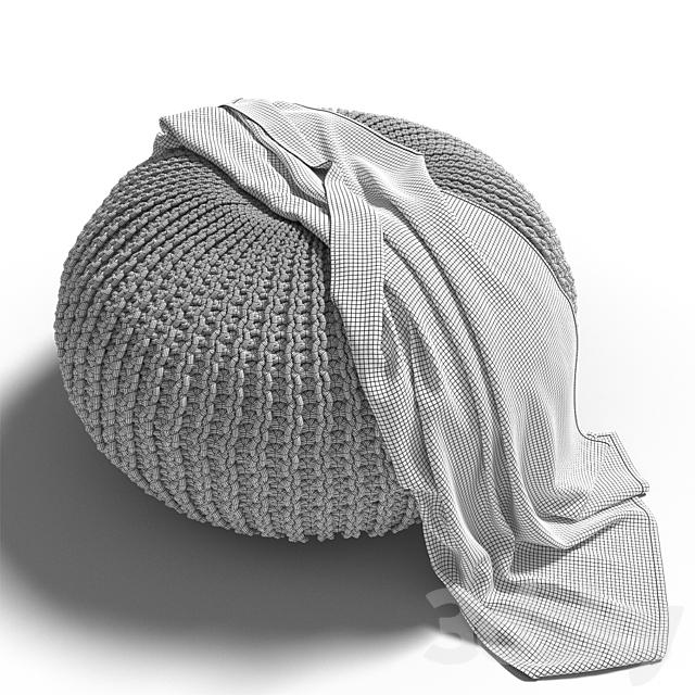 Knitted pouf 3DS Max Model - thumbnail 3