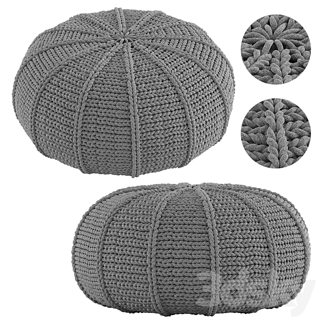 Knitted Pouf Zen Pebble 3ds Max - thumbnail 1