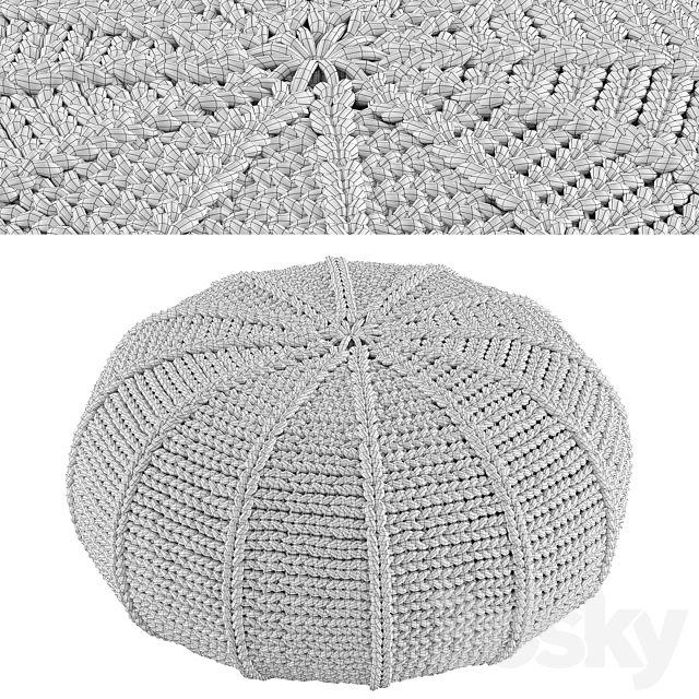 Knitted Pouf Zen Pebble 3ds Max - thumbnail 3