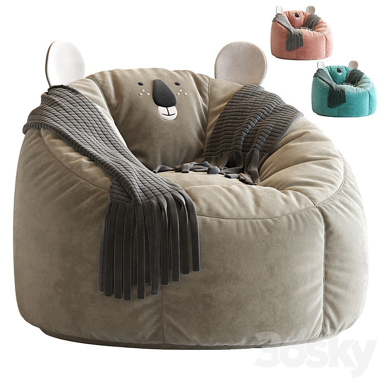 Koala Bean Bag Chair 3DS Max Model - thumbnail 1