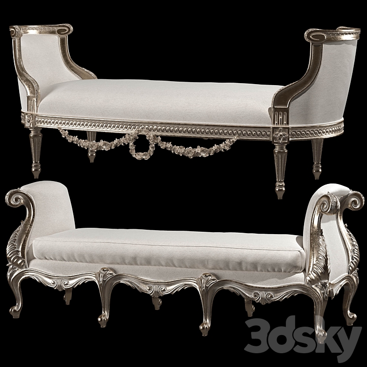 kosovart rococo bench 3DS Max Model - thumbnail 2