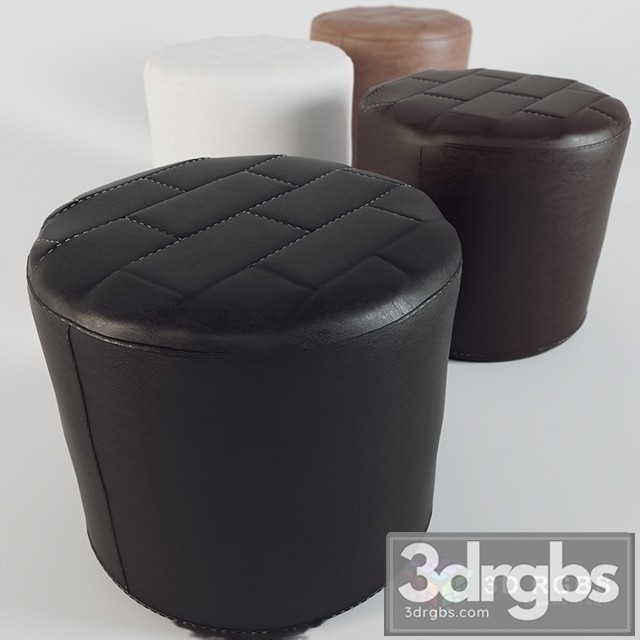 Leather Black Pouf 3dsmax Download - thumbnail 1