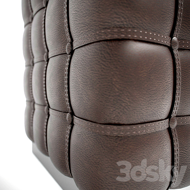 Leather ottoman 3DS Max Model - thumbnail 2