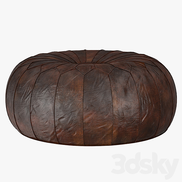 Leather Pouf Ottoman 3DS Max Model - thumbnail 2