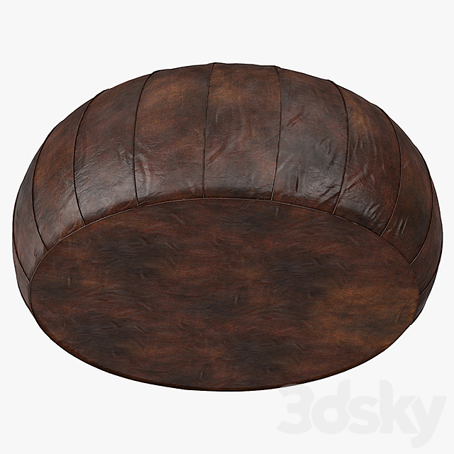 Leather Pouf Ottoman 3DS Max Model - thumbnail 3