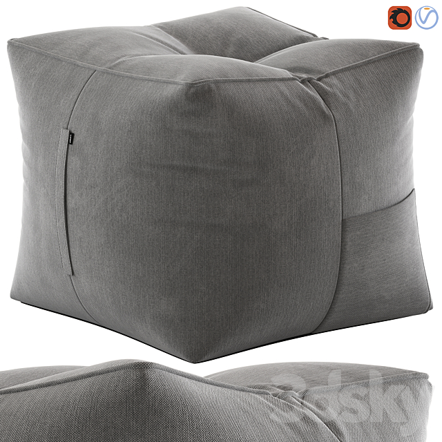 LIFE Gray Bean Bag Pouffe and Vienna Woods Bermuda Ottoman 3DSMax File - thumbnail 1