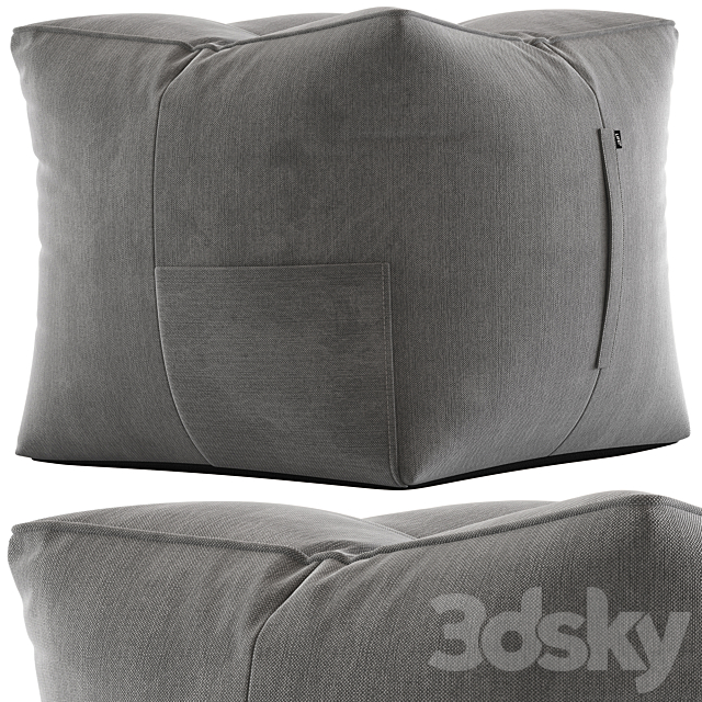 LIFE Gray Bean Bag Pouffe and Vienna Woods Bermuda Ottoman 3DSMax File - thumbnail 2