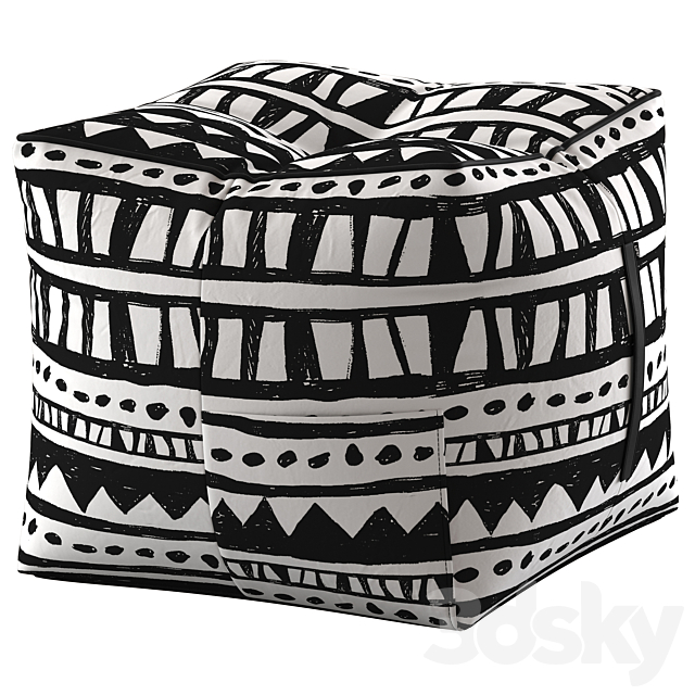 LIFE Gray Bean Bag Pouffe and Vienna Woods Bermuda Ottoman 3DSMax File - thumbnail 4