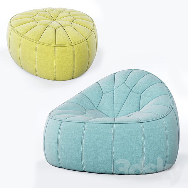 Ligne Roset Ottoman and Footstool 3DSMax File - thumbnail 1