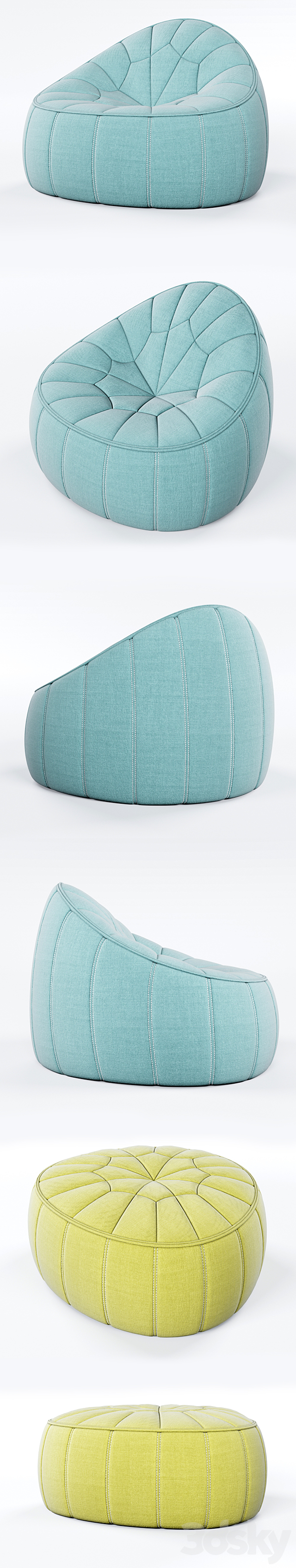 Ligne Roset Ottoman and Footstool 3DSMax File - thumbnail 2