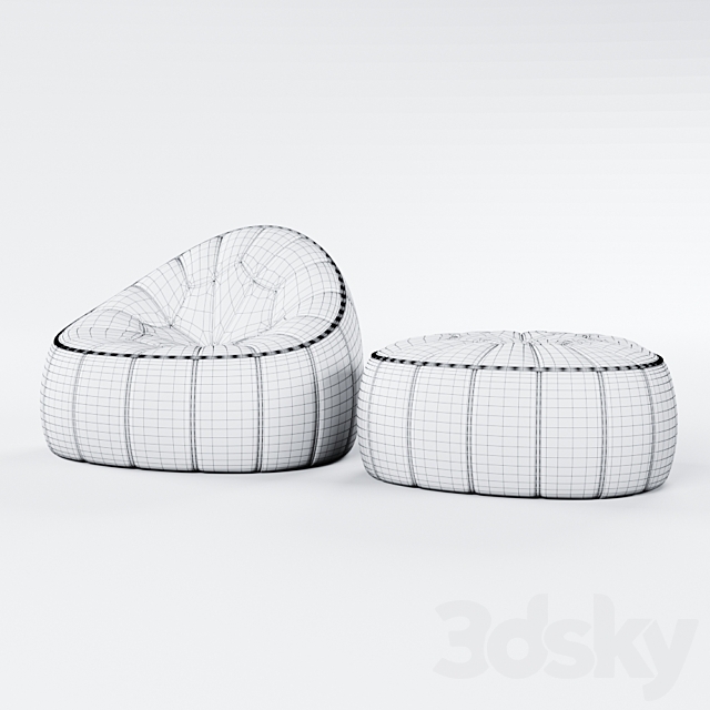 Ligne Roset Ottoman and Footstool 3DSMax File - thumbnail 3