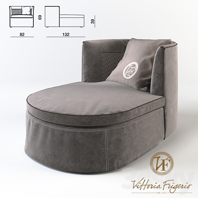 Litta longue armchair (82x132x69cm) 3ds Max - thumbnail 1