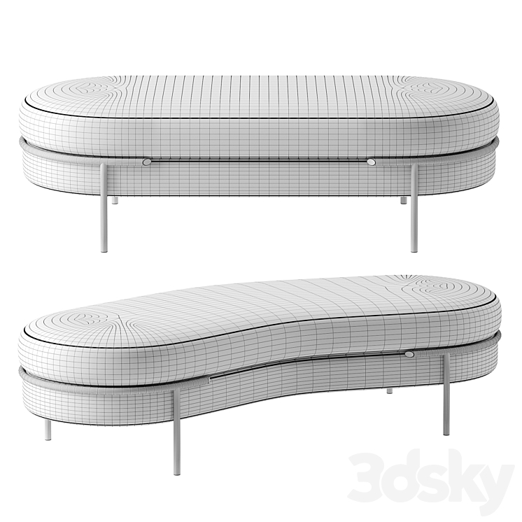 Lloyd bench by Longhi 3DS Max Model - thumbnail 2